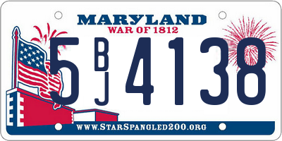 MD license plate 5BJ4138