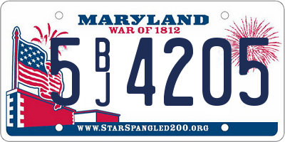 MD license plate 5BJ4205