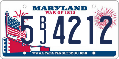 MD license plate 5BJ4212
