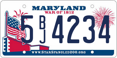 MD license plate 5BJ4234