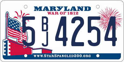 MD license plate 5BJ4254