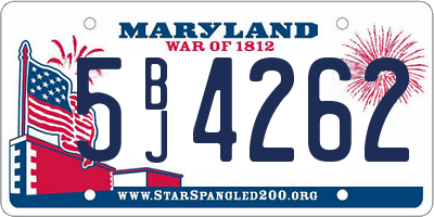 MD license plate 5BJ4262