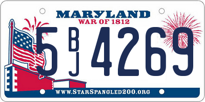 MD license plate 5BJ4269