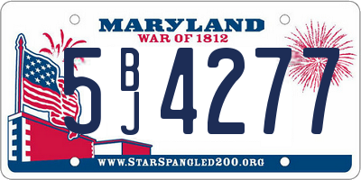 MD license plate 5BJ4277