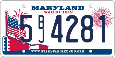 MD license plate 5BJ4281