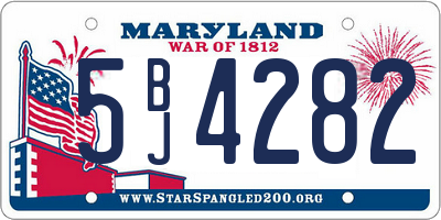 MD license plate 5BJ4282