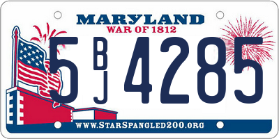 MD license plate 5BJ4285