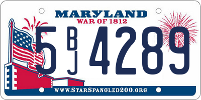 MD license plate 5BJ4289