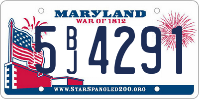 MD license plate 5BJ4291