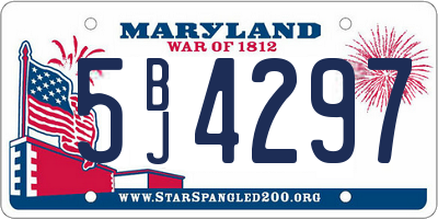 MD license plate 5BJ4297