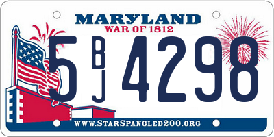 MD license plate 5BJ4298