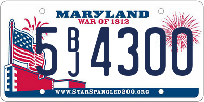 MD license plate 5BJ4300
