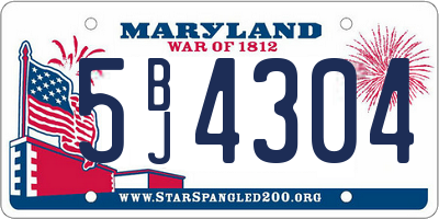 MD license plate 5BJ4304