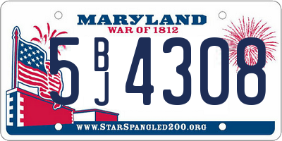 MD license plate 5BJ4308