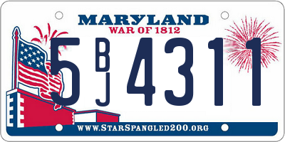 MD license plate 5BJ4311