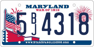 MD license plate 5BJ4318