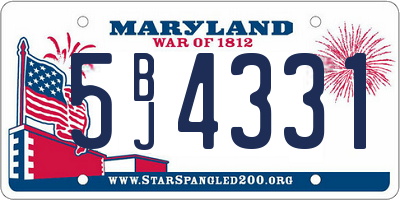 MD license plate 5BJ4331