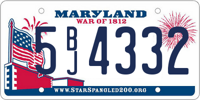 MD license plate 5BJ4332