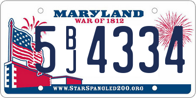 MD license plate 5BJ4334