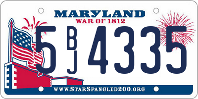 MD license plate 5BJ4335
