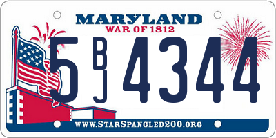 MD license plate 5BJ4344