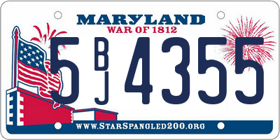MD license plate 5BJ4355