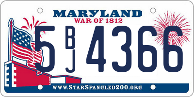 MD license plate 5BJ4366