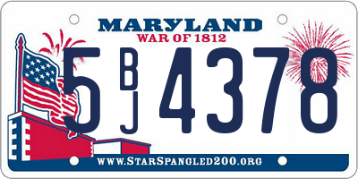 MD license plate 5BJ4378