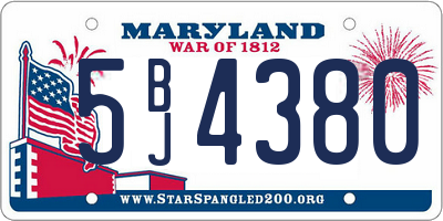 MD license plate 5BJ4380