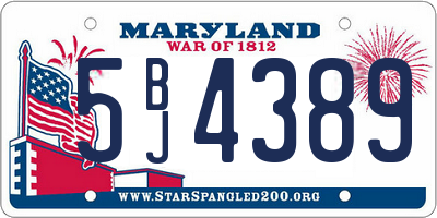 MD license plate 5BJ4389