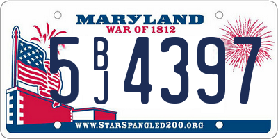 MD license plate 5BJ4397