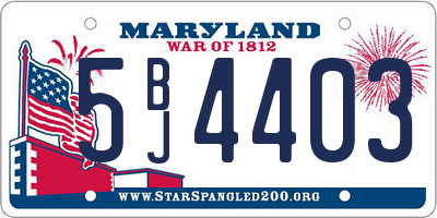MD license plate 5BJ4403