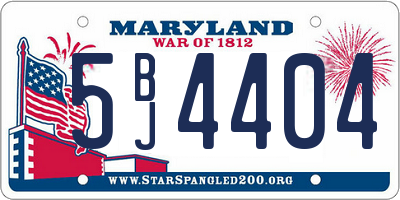 MD license plate 5BJ4404