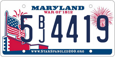 MD license plate 5BJ4419
