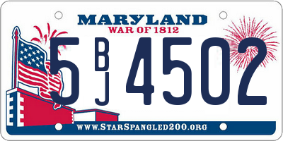 MD license plate 5BJ4502