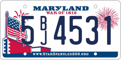 MD license plate 5BJ4531
