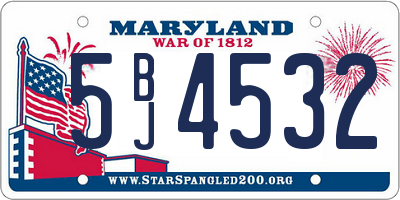 MD license plate 5BJ4532