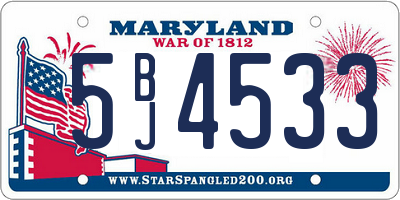 MD license plate 5BJ4533