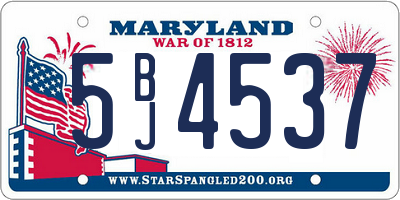 MD license plate 5BJ4537