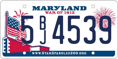 MD license plate 5BJ4539