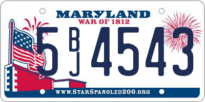 MD license plate 5BJ4543