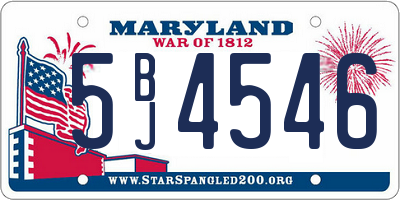 MD license plate 5BJ4546