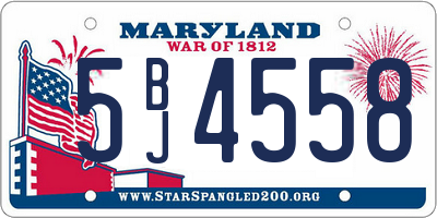 MD license plate 5BJ4558