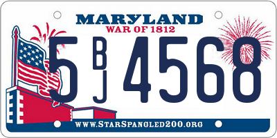 MD license plate 5BJ4568
