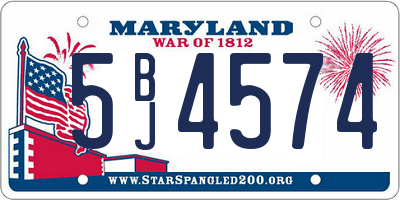 MD license plate 5BJ4574