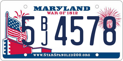 MD license plate 5BJ4578