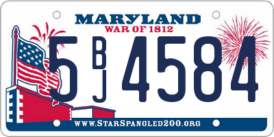 MD license plate 5BJ4584