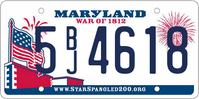 MD license plate 5BJ4618