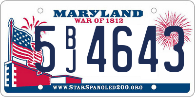 MD license plate 5BJ4643
