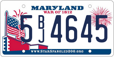 MD license plate 5BJ4645
